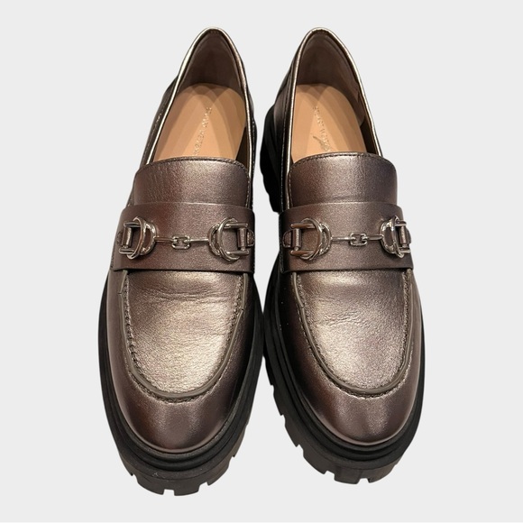 NWOT STUART WEITZMAN Owen gunmetal pewter Loafers with Chunky lug Sole Size 8.5 - Picture 2 of 7